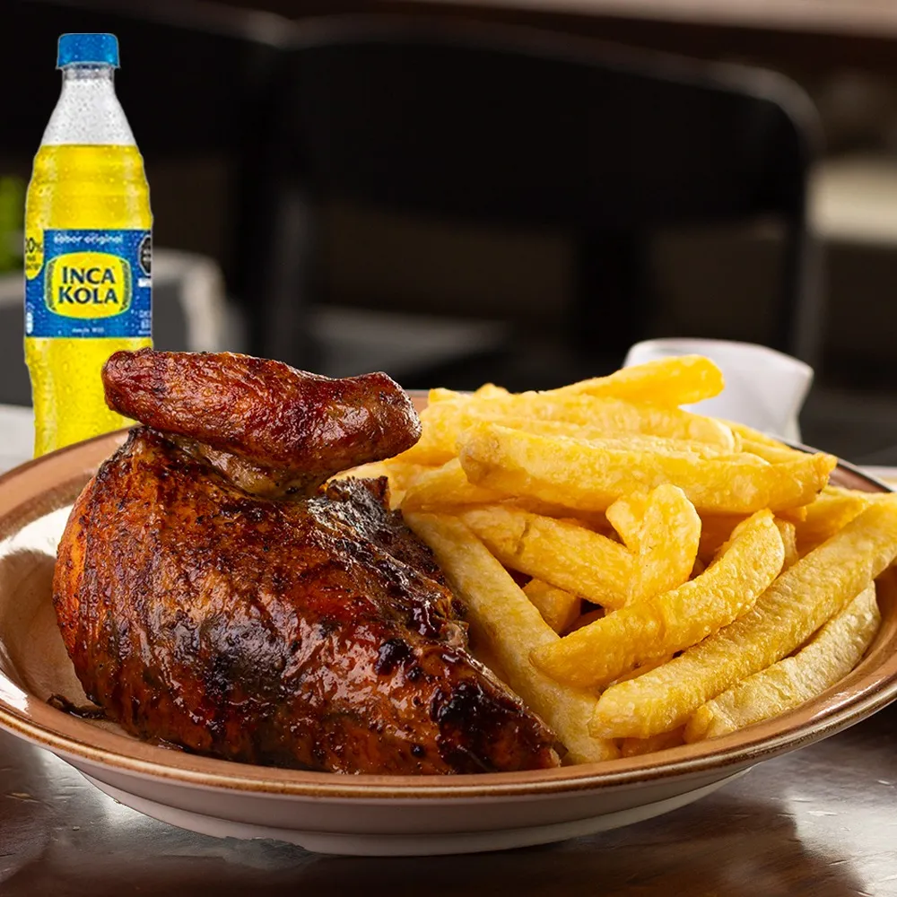 PERSONAL Asado 1/4 pollo asado + gaseosa pet 400 sabores